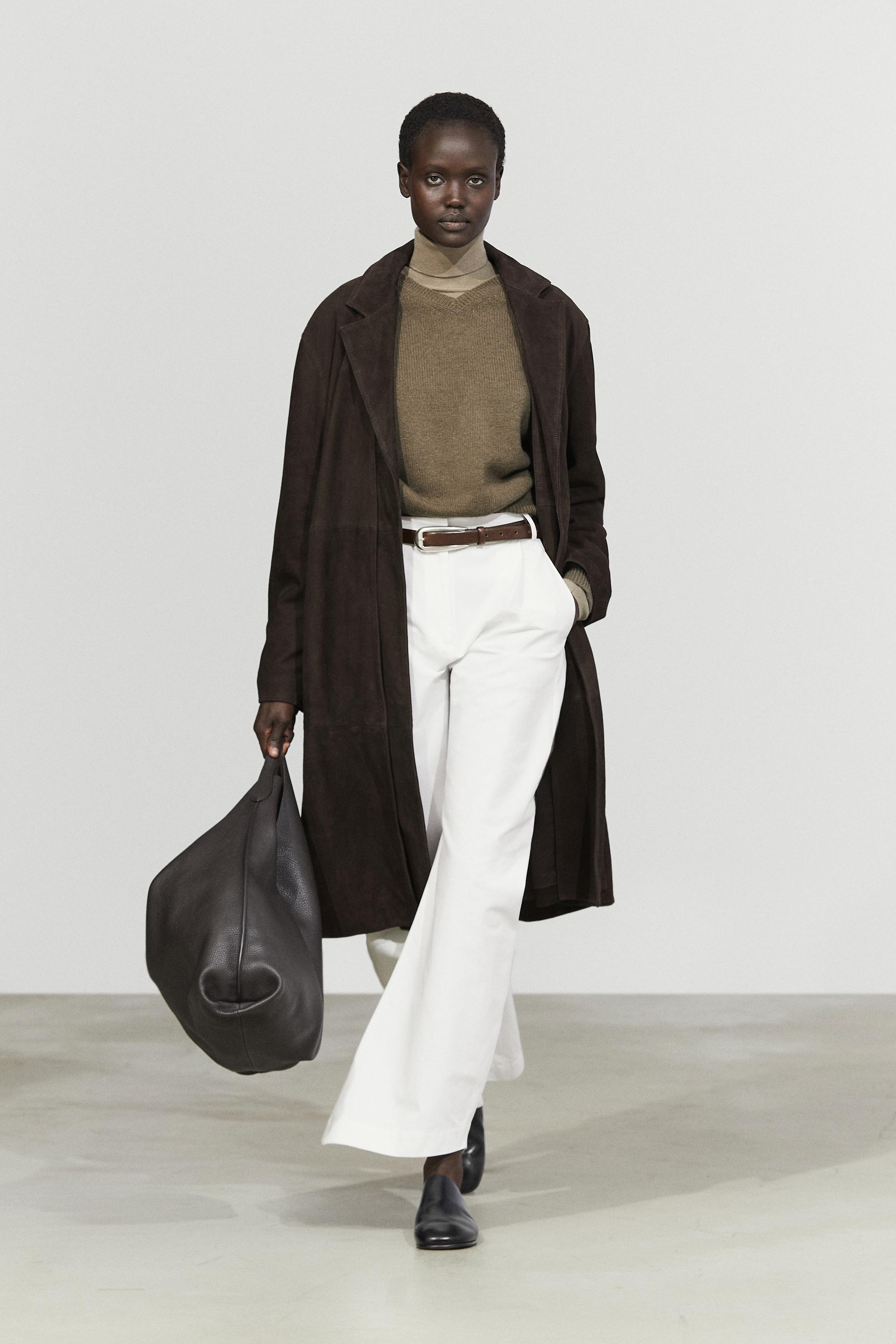 Manteau en cuir finition daim à col amovible